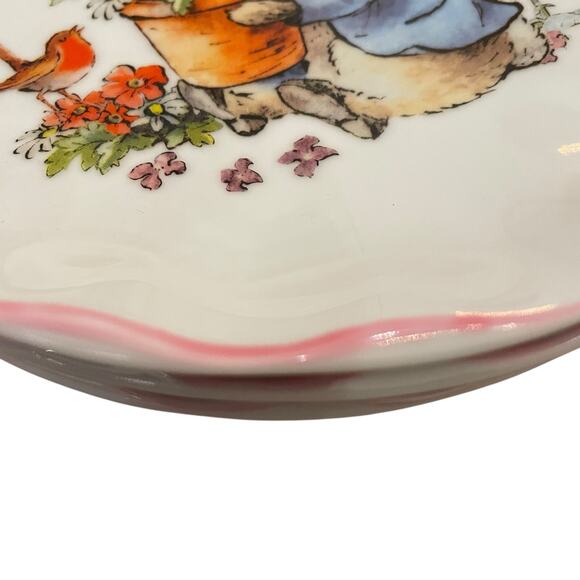 Beatrix Potter Peter Rabbit Easter Salad Plates Set of 4 Scalloped Pink Trim NEW - Picture 11 of 14